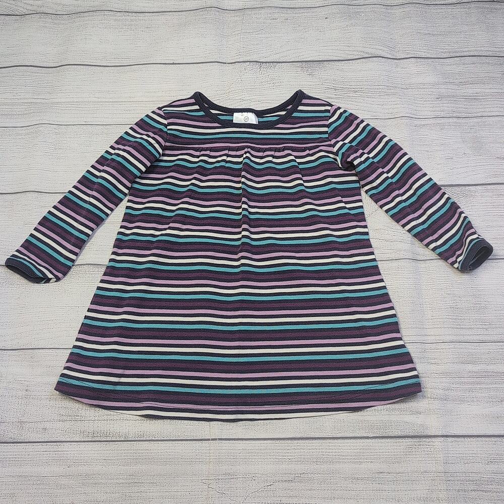 4 Hanna Andersson Blue Multi Stripe Long Sleeve Playdress